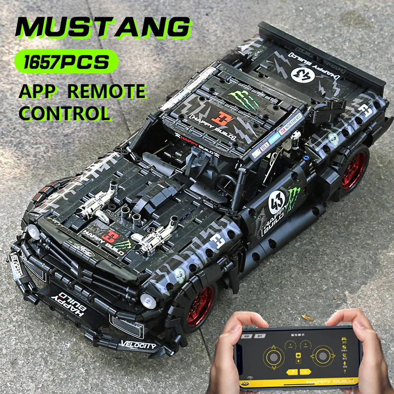 Technic RC Ford Mustang Hoonicorn РТР V2 городской автомобиль совместим MOC 22970 Кирпичи Модель