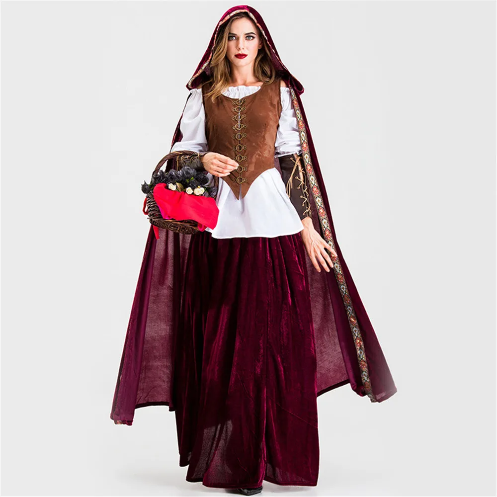 

Halloween Cloak Little Red Riding Hood Costume Adult Cosplay Costume Party Outfit Little Red Riding Hood Nightclub Queen Costume