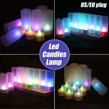 

6/12pcs LED Rechargeable Flame Light Candle Electric Votives Waxless Romantic Birthday Wedding Church Bar Home Party Decor