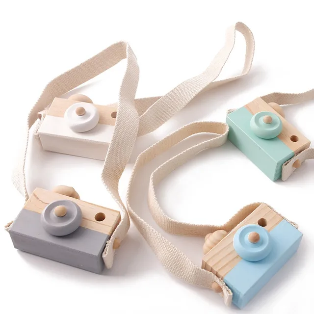 Cute Hanging Wooden Baby Toys Fashion Camera Pendant Montessori Toys For Children Wooden DIY Presents Nursing Gift Baby Block 1