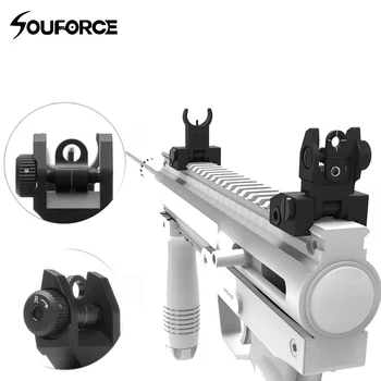 

USPA 1pair Flip up Front Rear Iron Sight Set Dual Half Moon Shape BUIS Sights fit 20mm Mount of Hunting Gun Accessory