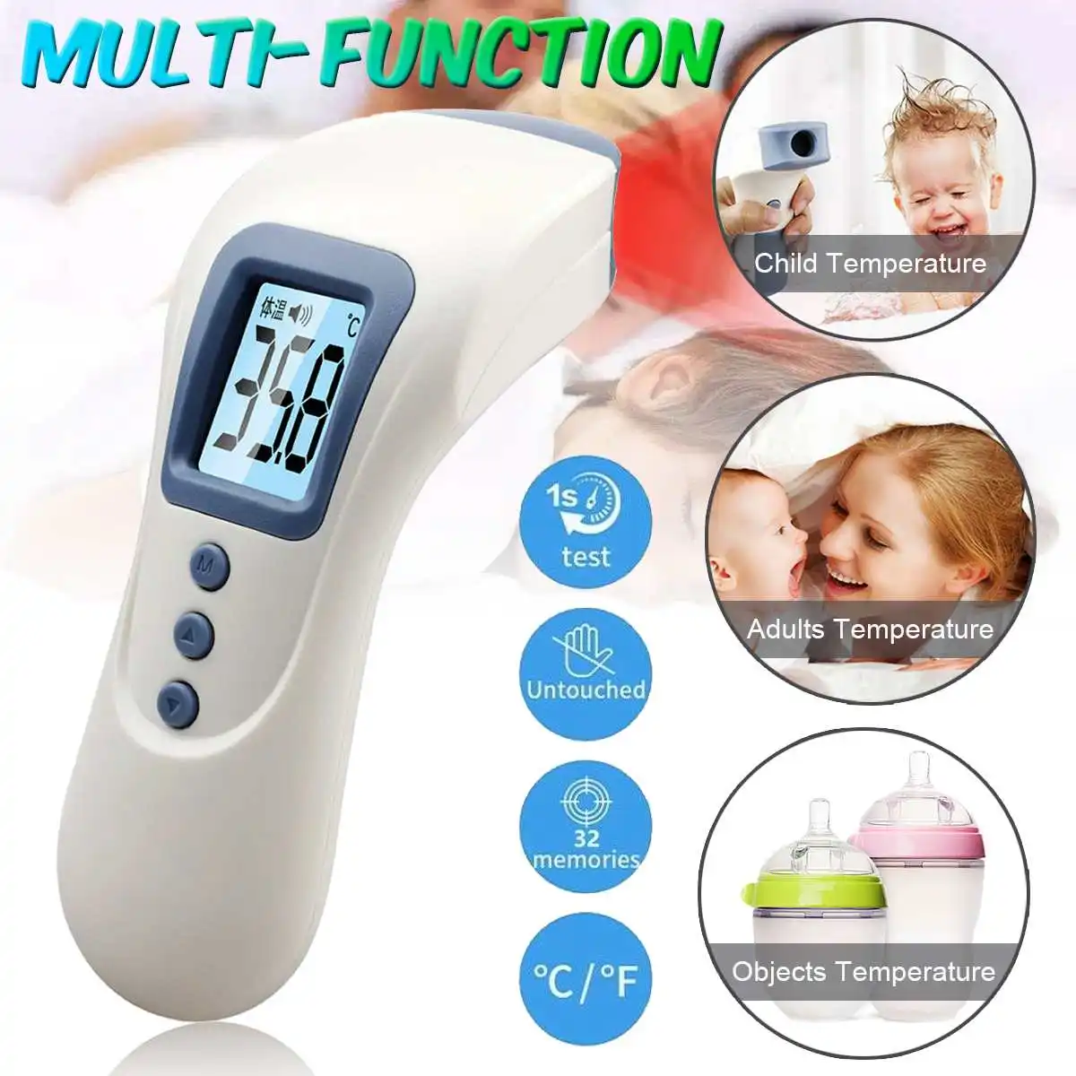 

Forehead Thermometer Non Contact Infrared Thermometer Body Temperature Fever Digital Measure Tool for Baby Adult rechargeable