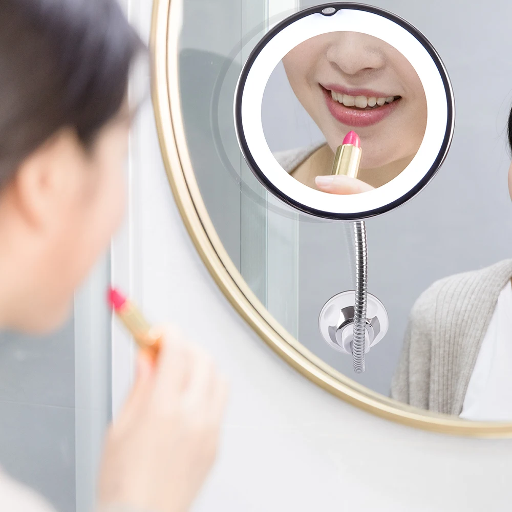 Зеркало для макияжа с регулируемая светодиодная лампа 10X косметическое зеркало с увеличением кисти для макияжа ресниц 360 градусов вращающиеся батареи использования