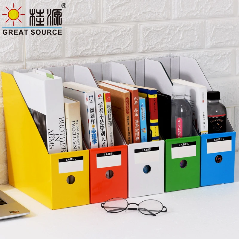 MQQ Foldaway File Holder Newspaper Box 5 Color Per Group Desk Top Organizer Corrugated Magazine Bookend ffice Stationery (10PCS)