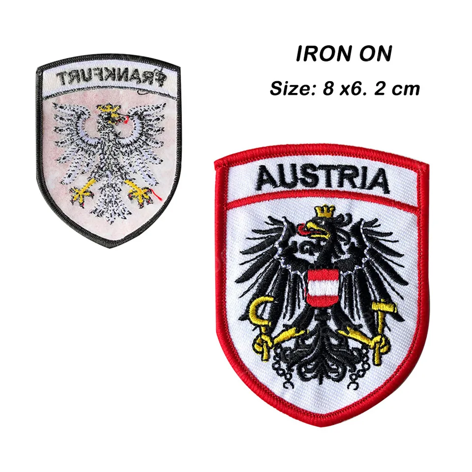 Toppa Termoadesiva E Da Cucire Con Bandiera Nazionale Austriaca – Ricamo Per Vestiti, Giacche, Jeans, 9x6 Cm