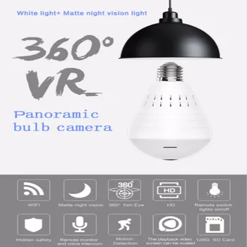 

960p 360 Security Wifi Camera Lamp Panoramic Bulb IP CCTV Video Surveillance Fisheye HD Night Vision Two Way Audio