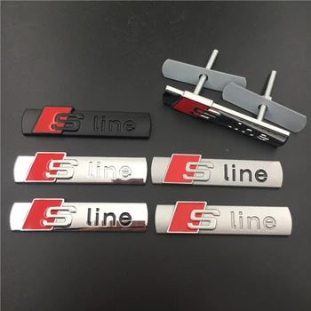 

For Audi A3 A4 A5 A6 S7 A8 S3 S4 S5 S6 S7 S8 Q3 Q5 Q7 TT S Line Logo Grille Sticker Metal Alloy Car Badge SLine Emblem Racing