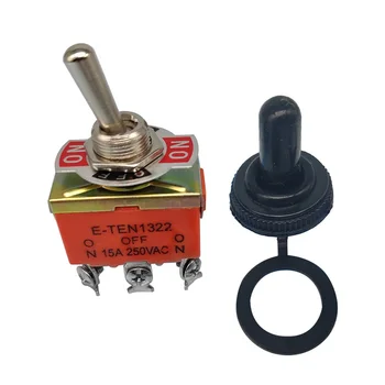 

High Quality 1pcs E-TEN1322 15A/250V DPDT 3 Position 6 Pin Waterproof Cap On-Off-On Miniature Toggle es Orange