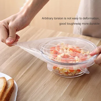 

A Set Silicone Fresh-keeping Cover Stretch Lids Reusable Food Wrap Covers Fresh Seal Bowl Stretchy Wrap Cover