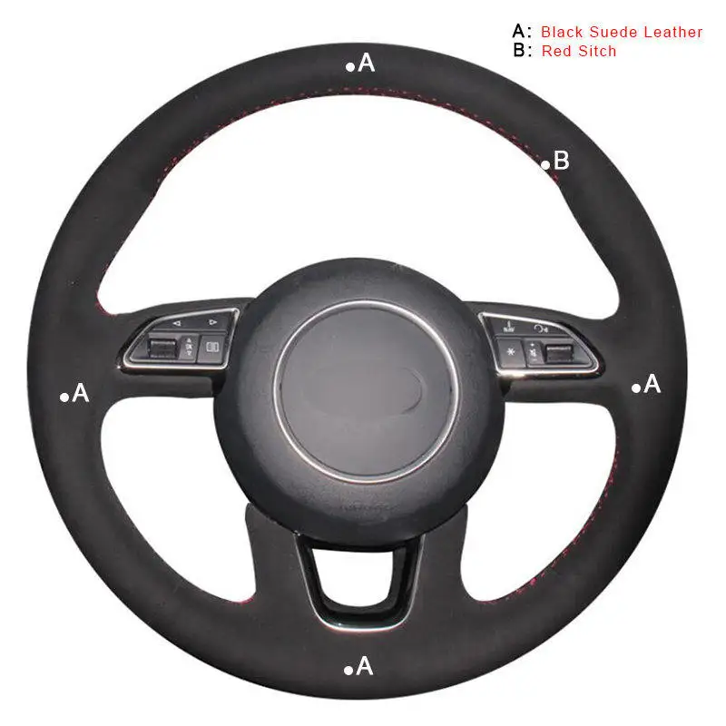 Suede Leather Авто оплетка на руль для Audi Q3(8U) 2011- Q5(8R) 2012- Q7(4L) 2011- SQ5(8R) автомобильные чехлы - Название цвета: Suede Leather