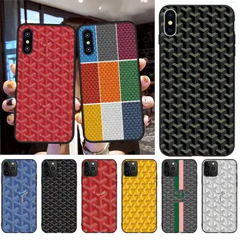 

PENGHUWAN Goyard Design Black TPU Soft Phone Case Cover for iPhone 11 pro XS MAX 8 7 6 6S Plus X 5S SE XR case