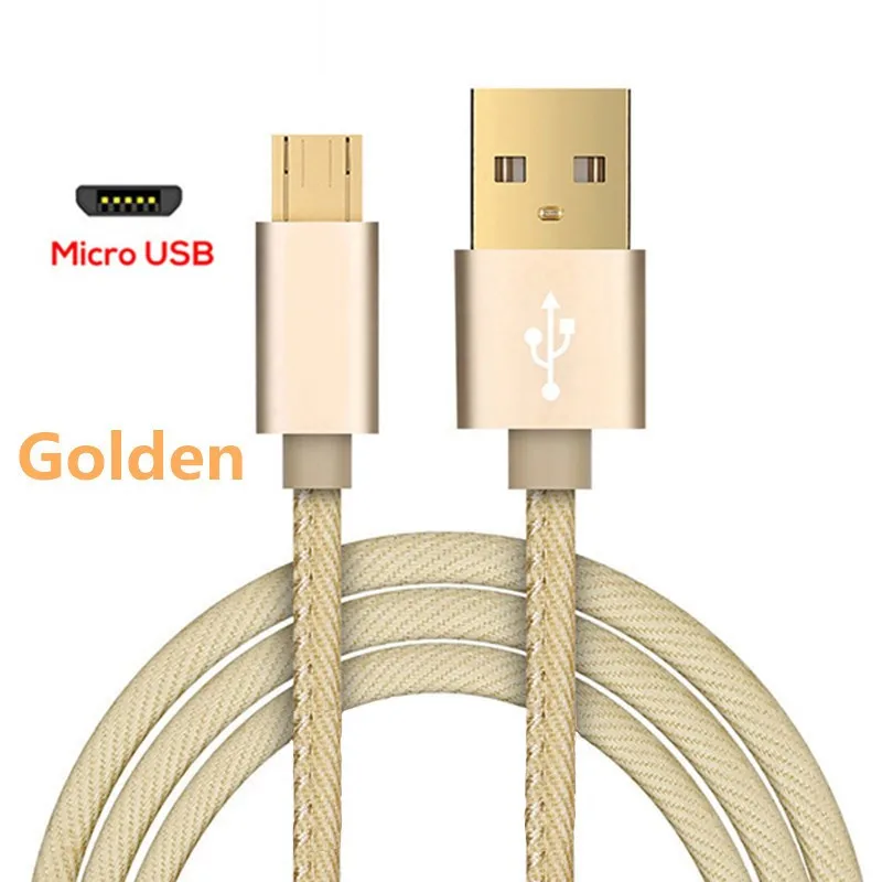 Golden Джинсовый Micro USB кабель 3A Быстрая зарядка Microusb зарядное устройство шнур для samsung S7 Xiaomi Redmi Note 5 Pro 4 планшет Android, телефон Micro - Цвет: Golden