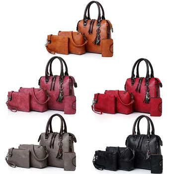 

4 pcs/set Ladies Tote Shoulder Bag Handbag Card Bag Set Women Composite Handbag Ladies High Quality Handbag Dropship Wholesale