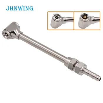 

6" Long T Shaped Dual Foot Air Chuck 5/18" (8mm) Hose Barb 1/4"NPT Thread Nickel Plate Tire Inflating Brass Pin Bicycle Scooter