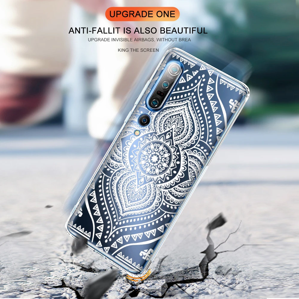 White Mandala Case For Xiaomi Redmi Note 10 8T 9 8 7 Pro 9A MI Note 11 10 9 9T Pro SE A3 Lite Poco X3 NFC F1 Soft TPU Phone Back