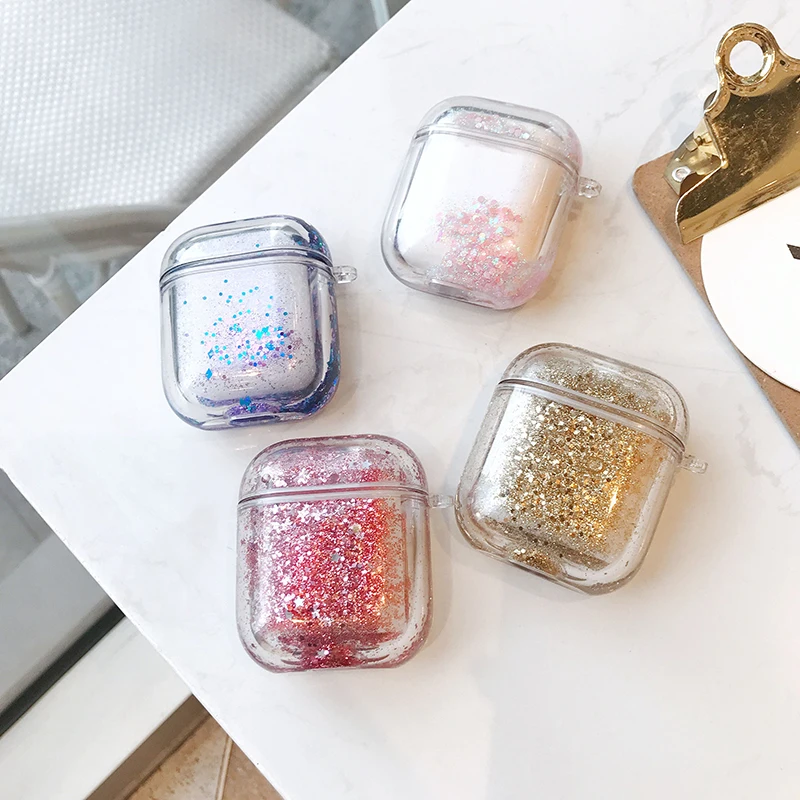 Quicksand Liquid Cover Fundas For Airpods 2 1 Protection Protetcive Case Transparent Glitter Capinha For Air Pod 1 2 Shell Coque