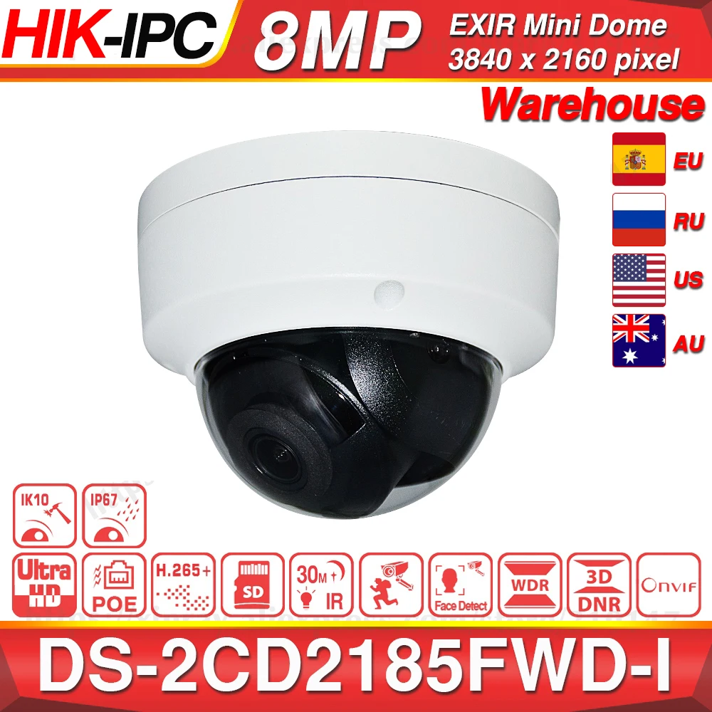 Hikvision оригинальная DS 2CD2185FWD I 8MP CCTV камера сетевая H.265 4K IP аудио сигнал интерфейс 30 м