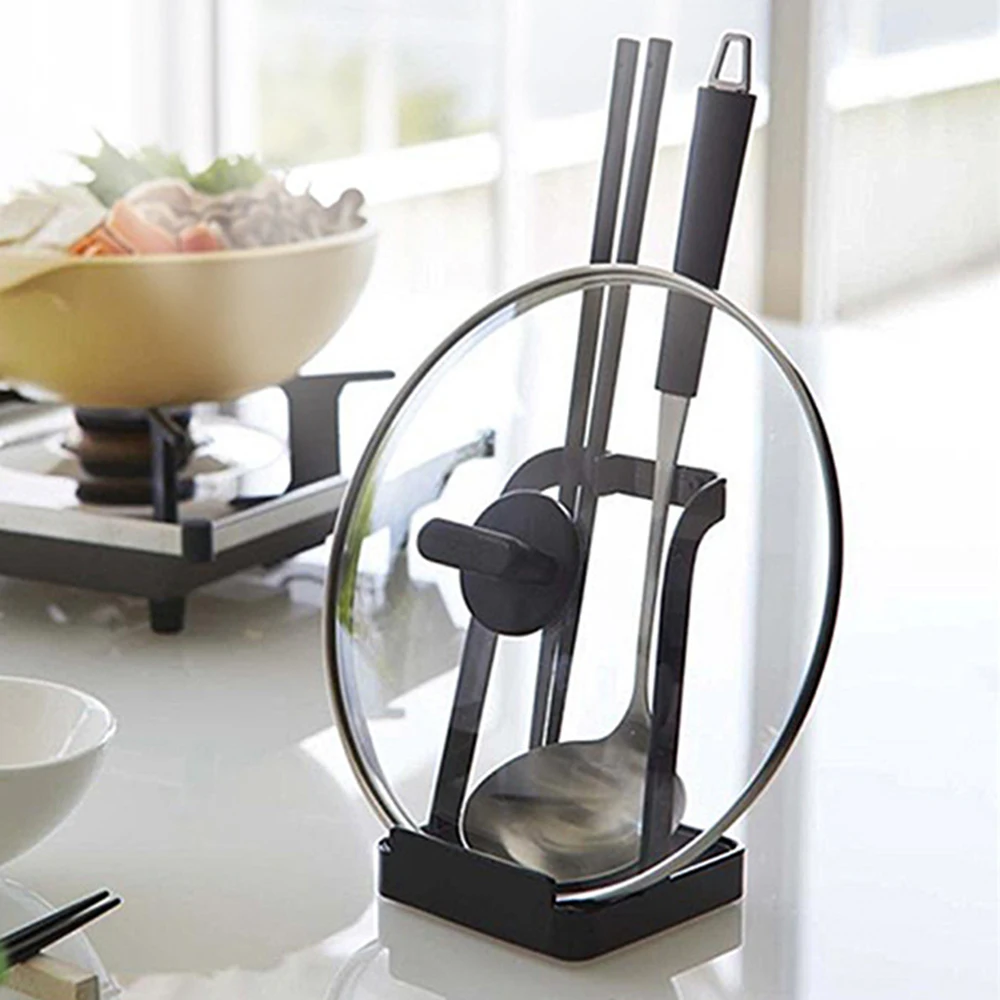 

Mosodo Kitchen Pot cover rack Organizer Pot Lid Shelf Cooking Storage Spoon Spatula Ladle Holder Cookbook Stand Home Accessories