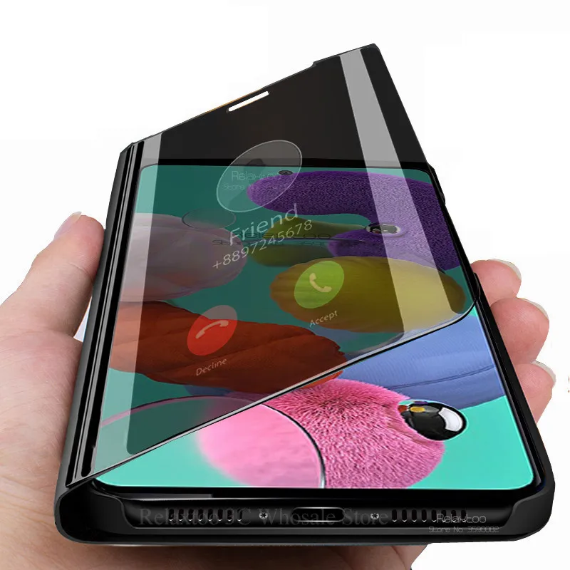 Зеркальный умный чехол для samsung Galaxy a51 a515F книжка с откидной крышкой телефона sunsung