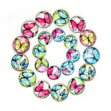

20/10pcs Colorful Butterfly Pattern Flat Back 10/12/14/18/20/25/30/35mm Round Glass Cabochon For Jewelry Making Earrings Pendant
