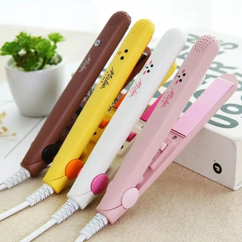 

Mini Hair Straightener Fast Warm-up Flat Iron Curling Hair Beard Straightener Heating Plate Straight Hair Styling Tool