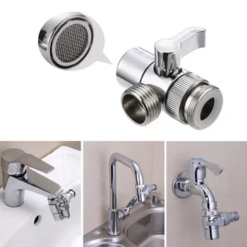 

2020 1pcs Bathroom Faucet Shower Diverter Faucet Spout Diversion Valve 4 Points Home Bathroom Kitchen Diverter