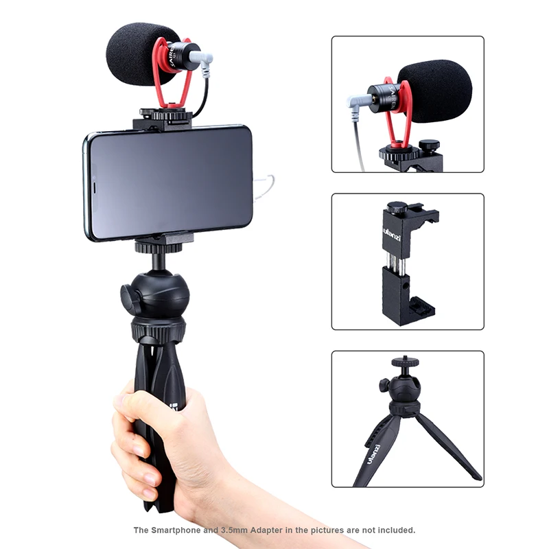 Ulanzi Record Microphone Tripod Vlog Kit Mini Tripod Vertical Shooting Phone Mount Kit 3.5MM Jack Video Audio Microphone