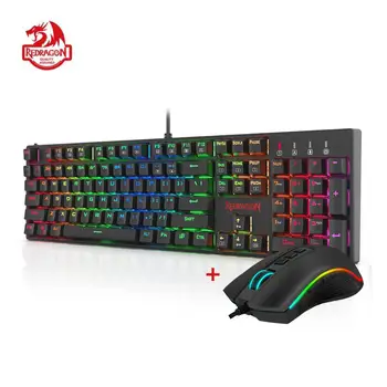

Redragon K582-BA Combo Wired Mechanical Gaming Keyboard & M711 Cobra Gaming Mouse 10000DPI 7 Programable Buttons RGB LED for CS