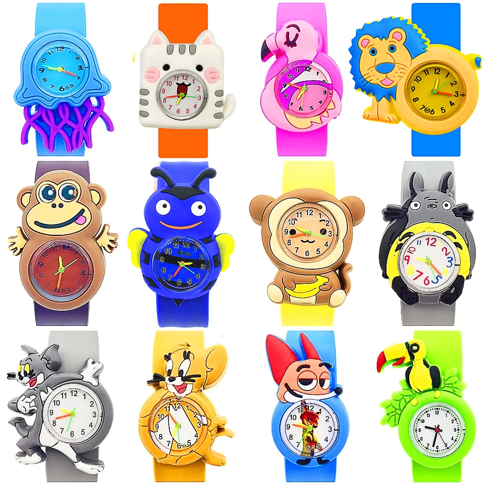 Relojes de dibujos animados para niños y niñas, pulsera de reloj de animales de 16 estilos, venta al por mayor