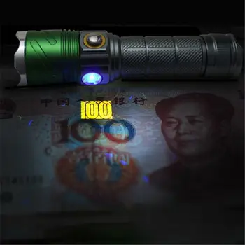 

XANES 800 Lumens Flashlight 4 Modes Waterproof Work Lamp Purple Side Light Camping Hunting Torch Violet LED Lantern Portable