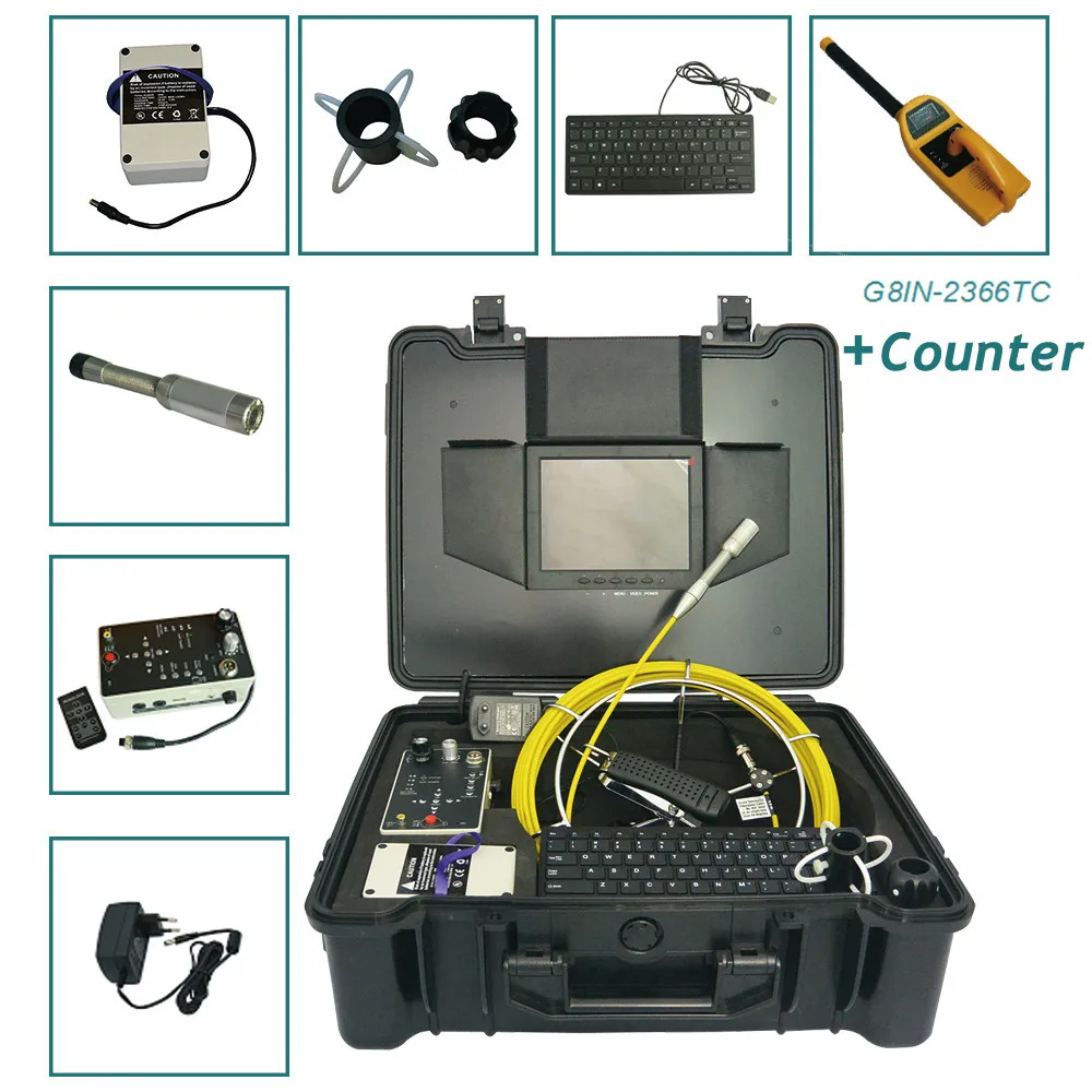 Endoscopic sewer Drain Pipe Inspection Camera waterproof 40m cable