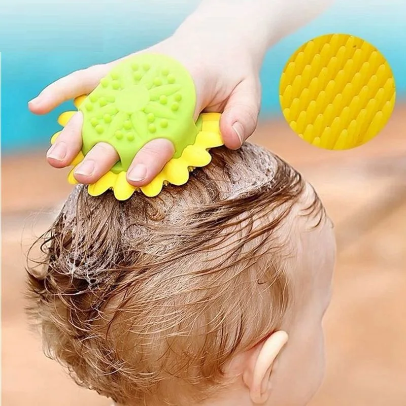 

New Product Sunflower Shape Design Soft Silicone Baby Bair Brush Bath Brush