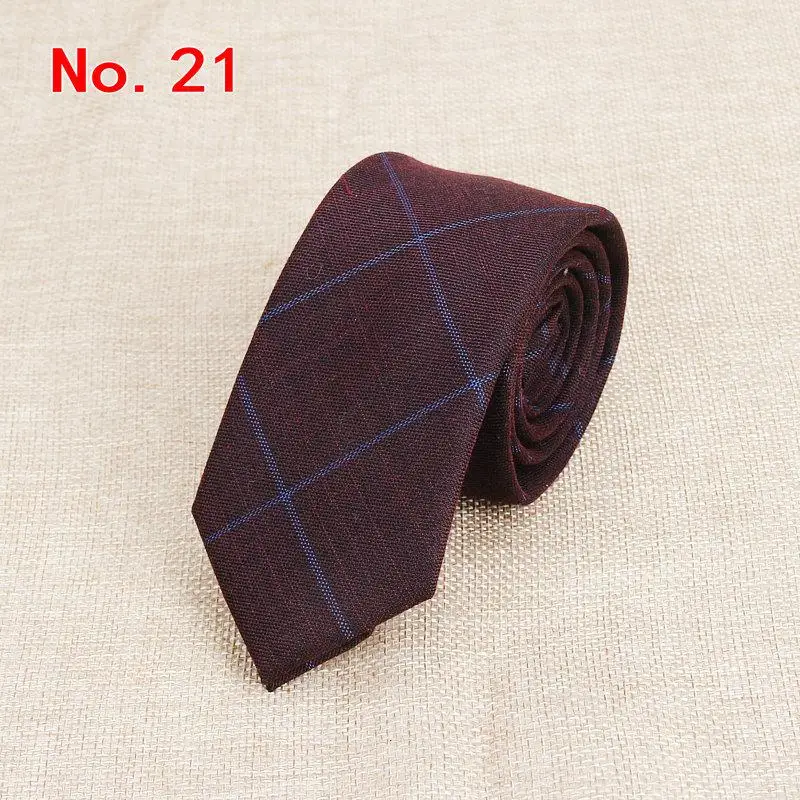 Модный мужской цветной галстук, хлопковые официальные рубашки, одноцветные галстуки, узкий галстук, тонкий галстук, повседневные Галстуки для мужчин, клетчатый галстук - Цвет: 21