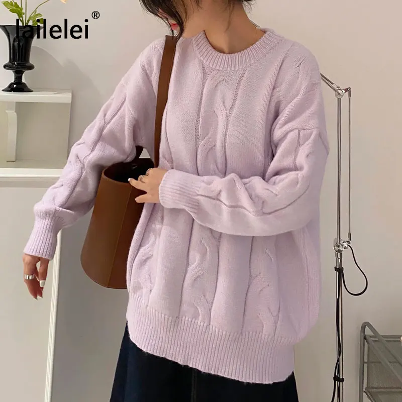 

Will ~ very new fairy languid is lazy winter wind thickening with loose medium long pure color round collar joker sweater