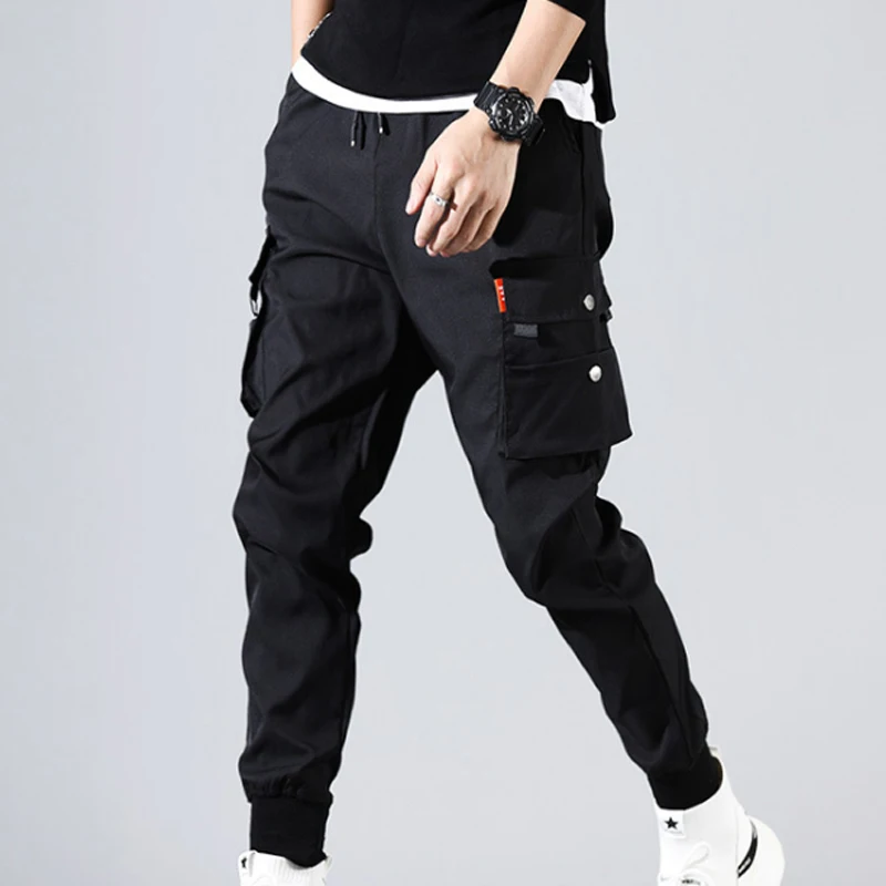 Boy Multi Pockets Cargo Harem Pants Streetwear Hip Hop Black Gray Casual Male Joggers Trousers Fashion Harajuku Men Punk Pants
