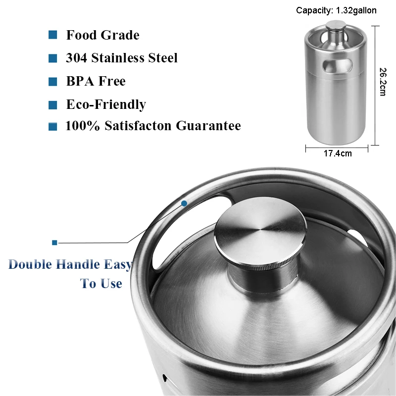 Мини keg 5l герметичная система Keg для пива 64 унций мини кулер из нержавеющей стали