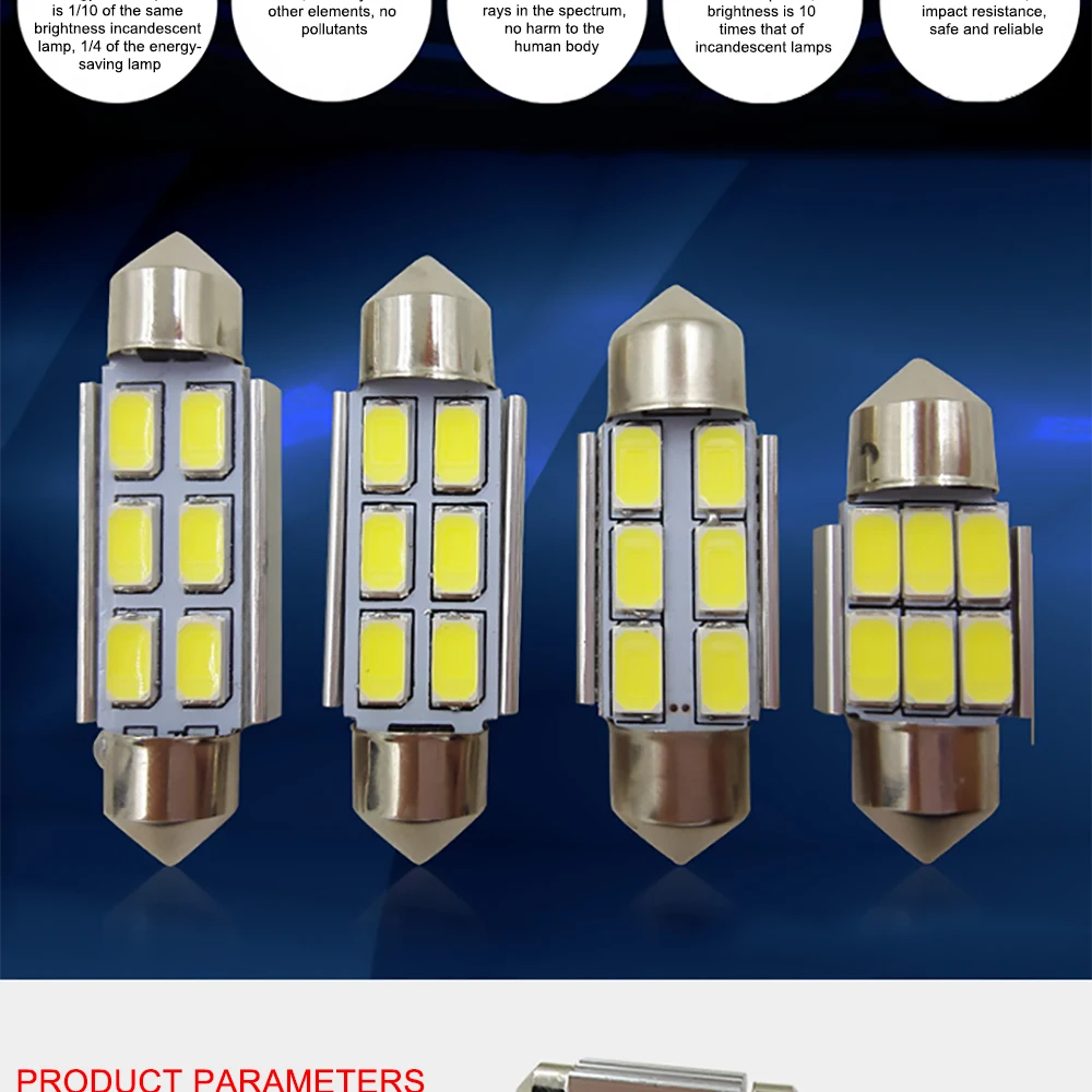 Canbus супер яркий 31 мм 36 мм/39 мм/41 мм светодиодный лампы 5630-6smd ошибок 12V Авто Корпус интерьерная лампа белого и синего цвета