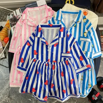 

bt boys animal cartoon short pajama set polyester Women Kawaii Cute home wear Female Harajuku sleep wear