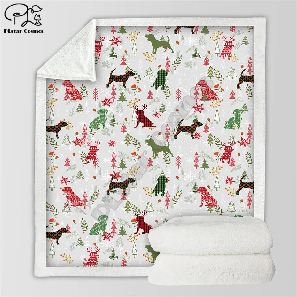 

Funny Dog Merry Christmas 3d printed fleece blanket Beds Hiking Picnic Thick Fashionable Bedspread Sherpa Throw Blanket 03