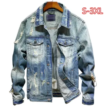 

DIMUSI Denim Jackets Men Cowboy Slim Fit Bomber Jacket Men's Ripped Jean Jacket Hip Hop Streetwear Coats Chaqueta Hombre 4XL