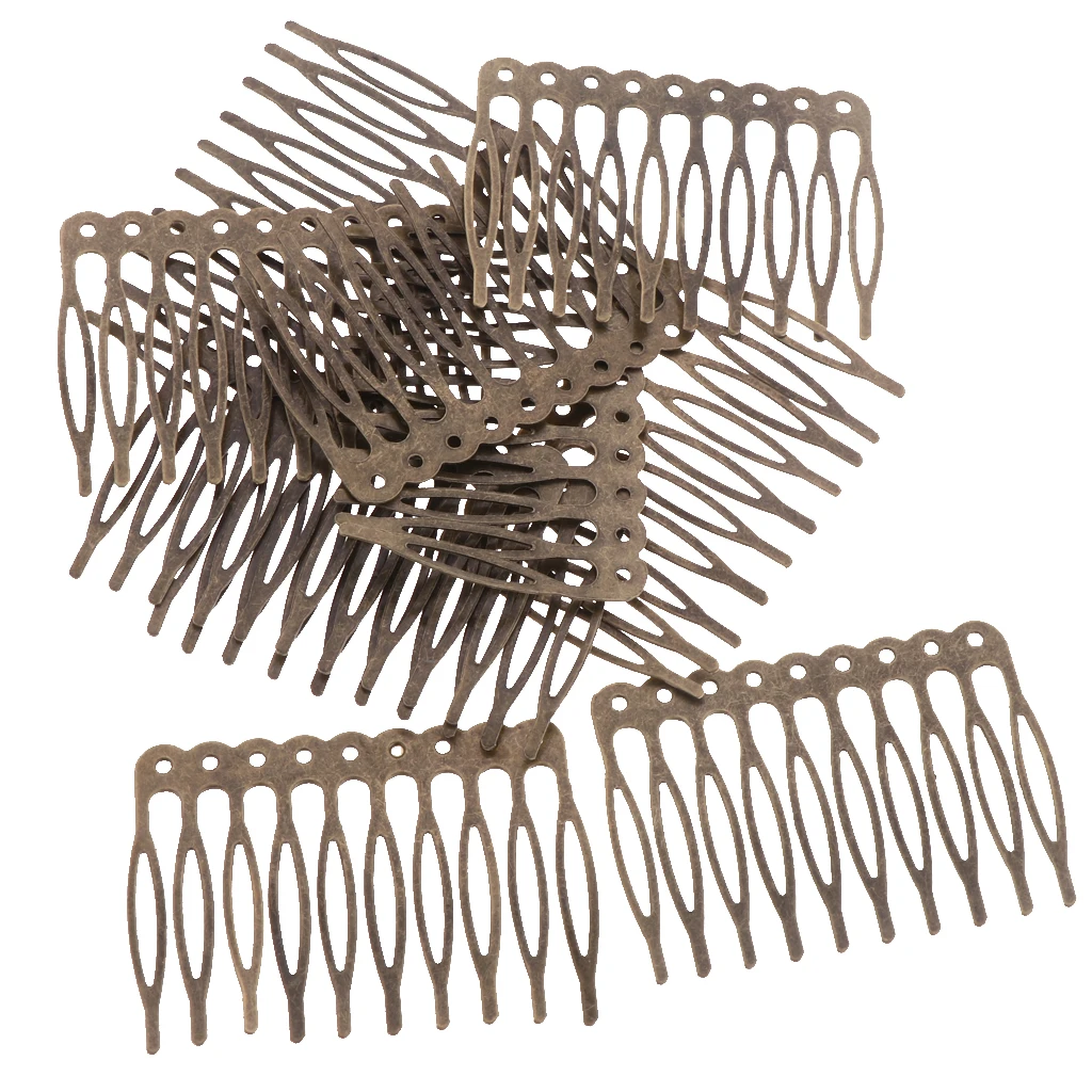 10 Pieces Vintage Blank Metal Hair Comb Jewelry Findings Bridal Ladies Hair Accessory DIY 27/56mm