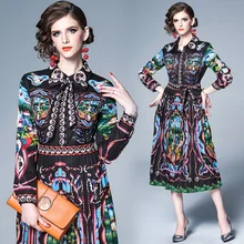 Качественное модное дизайнерское подиумное платье летнее женское с коротким рукавом винтажное с цветочным принтом повседневное элегантное платье