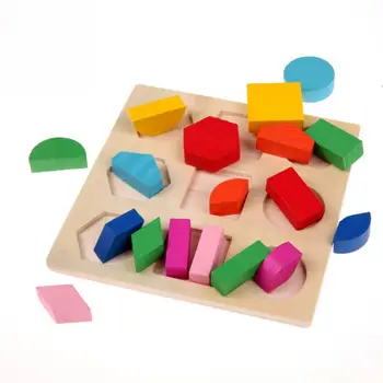 

Geometry toys for baby Educational Toy Wooden Geometry Fraction 3D Puzzles Building Child Education