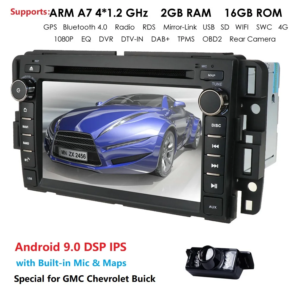 " Android 9,0 автомобильный стерео радио dvd-плеер для GMC Chevy ACADIA Silverado Chevrolet рулевое колесо управление Bluetooth+ Cam