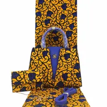 Африканская восковая Сумочка, набор, африканская восковая сумка с настоящей голландской вощеной тканью, 6 ярдов, хлопок, для женской сумки