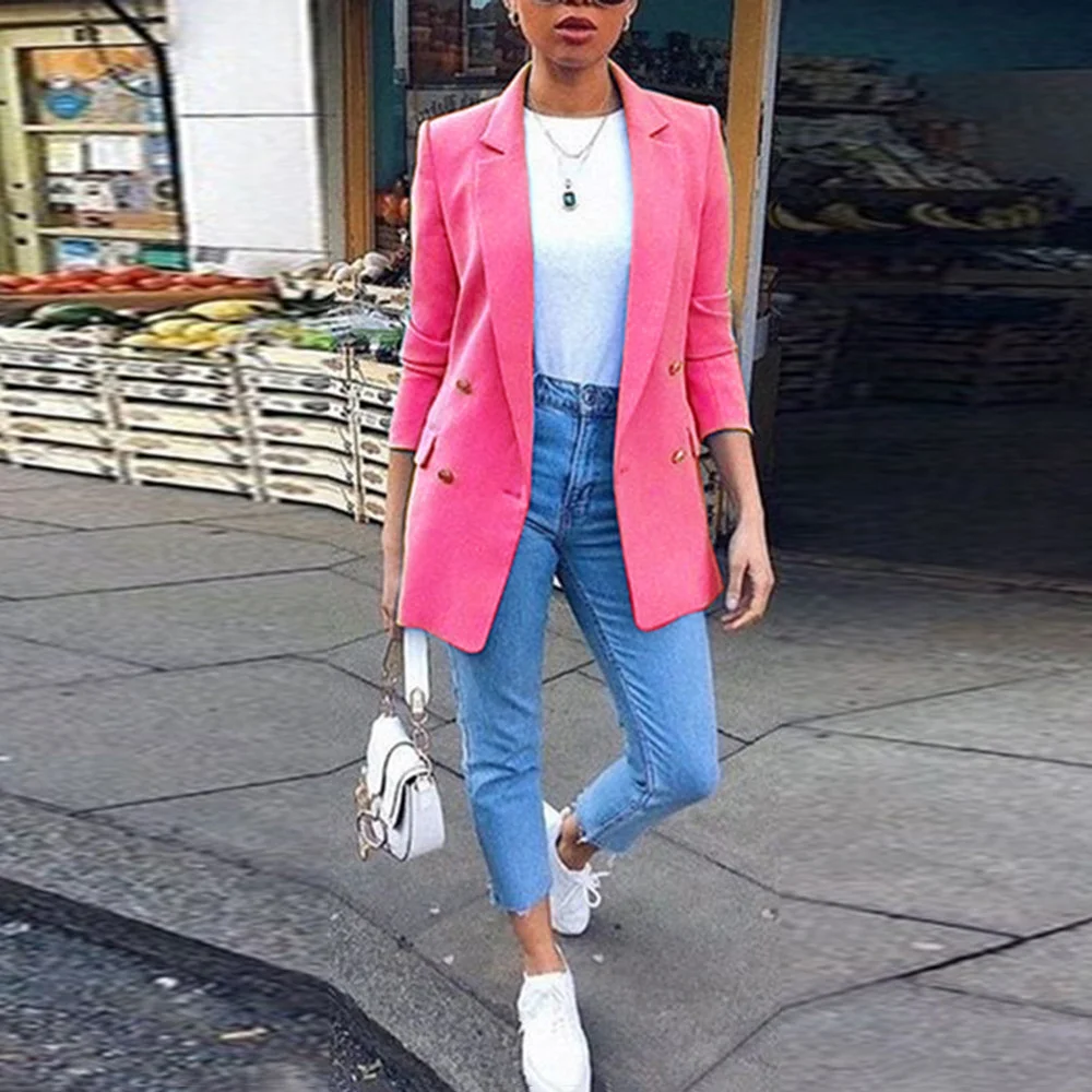 sweat suits women Women's Blazer Casual Long Sleeve Blazers Open Front Lapel Cardigan Blazer Jacket Suit Lady Office Overcoat Formal Blazers white pant suit set