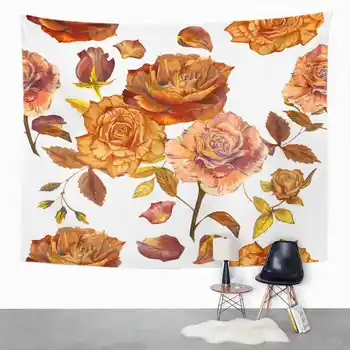 

Orange Tapestry Flower Rustic Tapestry For Bedroom Room Decor Wall Hanging Wall Art Tapestry Picnic Mat Beach Towel Bed Cover