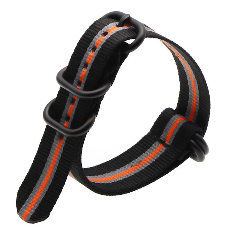 Black gray orange B 21 цвет прочный нейлоновый ремешок otan ZULU ремешок 18 мм 20 мм 22 мм 24 мм полосатый Радужный холст замена ремешок для часов - Цвет ремешка: Black gray orange B