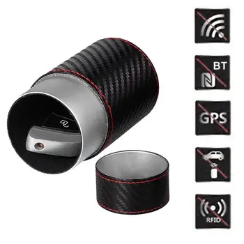 

Leather Anti Theft Faraday Box Car Keyless Signal Blocker Security RFID Faraday Key Fob Protector for Car RFID Signal Blocking