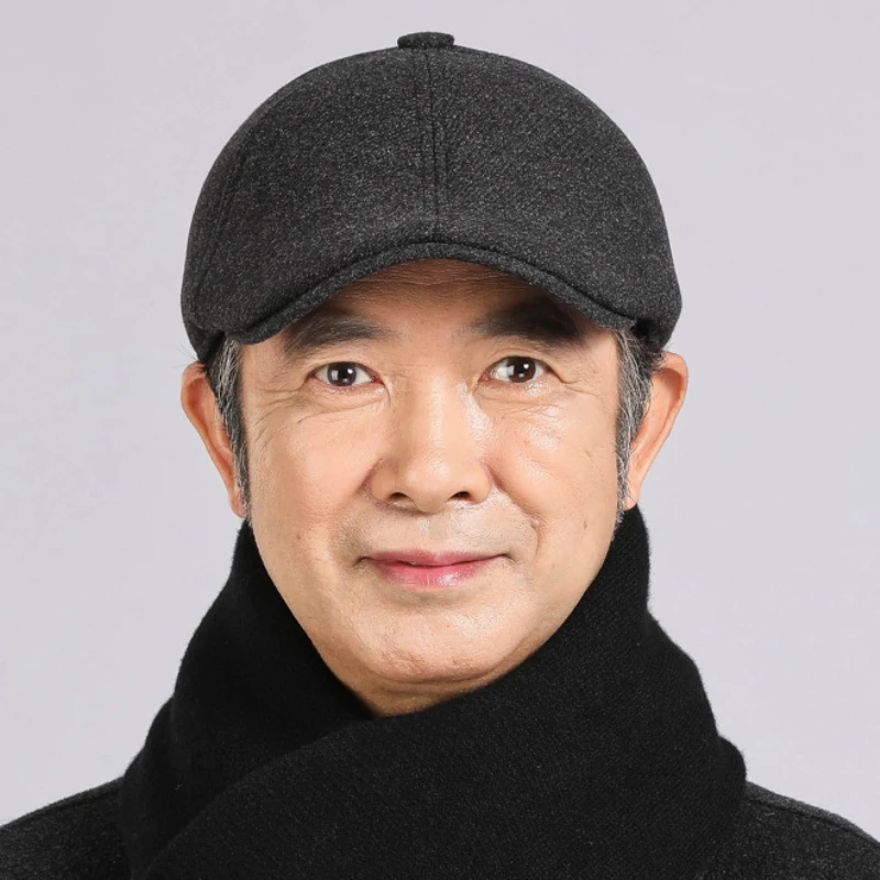 green beret men Berets Autumn Winter Hat Men Wool Beret Cap Male Thick Warm Ivy Octagonal Newsboy Flat Cap Father Dad Hat with Ear Flaps male french beret